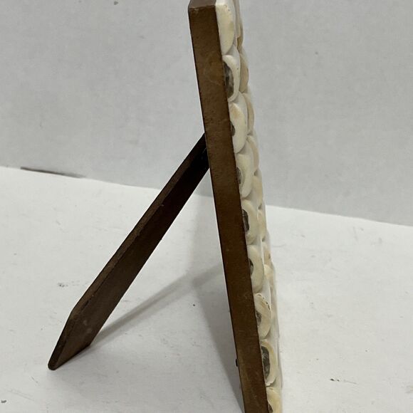 Beautiful Ihi Picture Frame White Tile And Wood Boho Chic 4x6 Minimalist - Picture 3 of 5